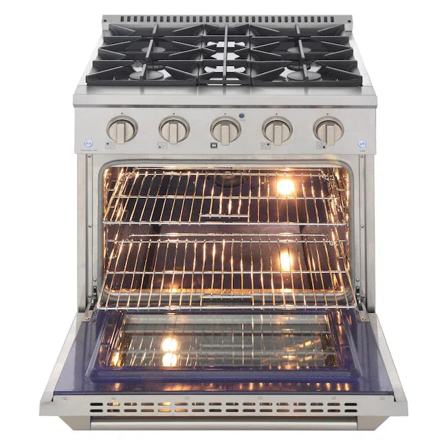 Kucht 30-in Deep Recessed 4 Burners Convection Oven Freestanding Dual Fuel Range In Stainless Steel