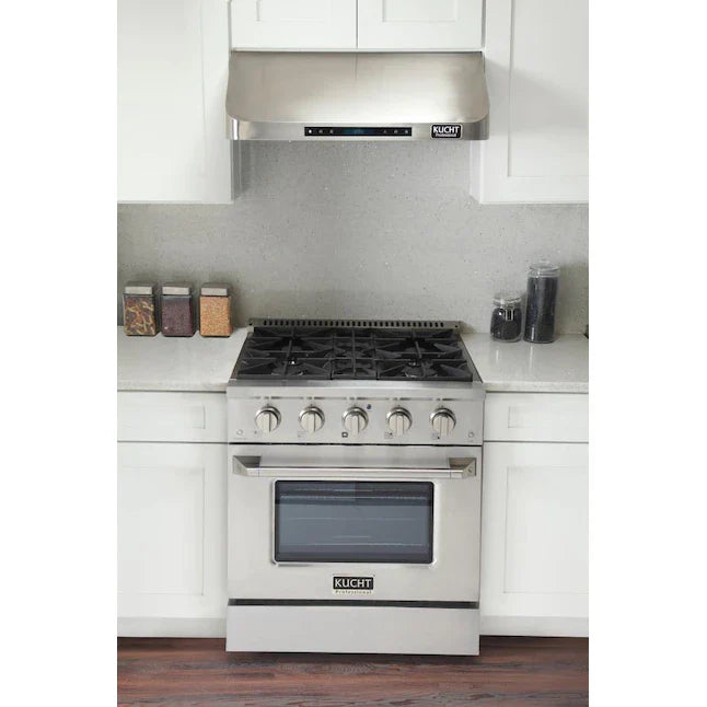 Kucht 30-in Deep Recessed 4 Burners Convection Oven Freestanding Dual Fuel Range In Stainless Steel