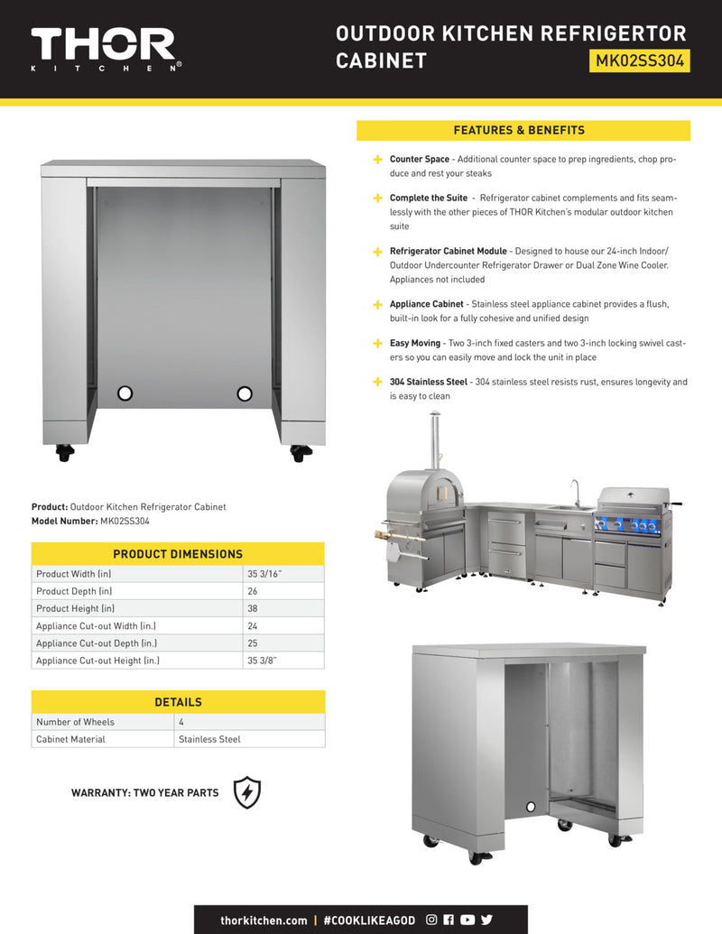 Thor Kitchen Outdoor Kitchen Refrigerator Cabinet Module (MK02SS304)