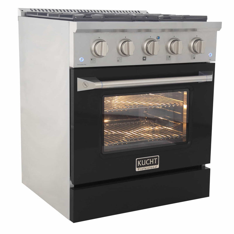 Kucht 30-Inch Pro-Style Dual Fuel Range in Stainless Steel with Black Oven Door (KDF302-K)