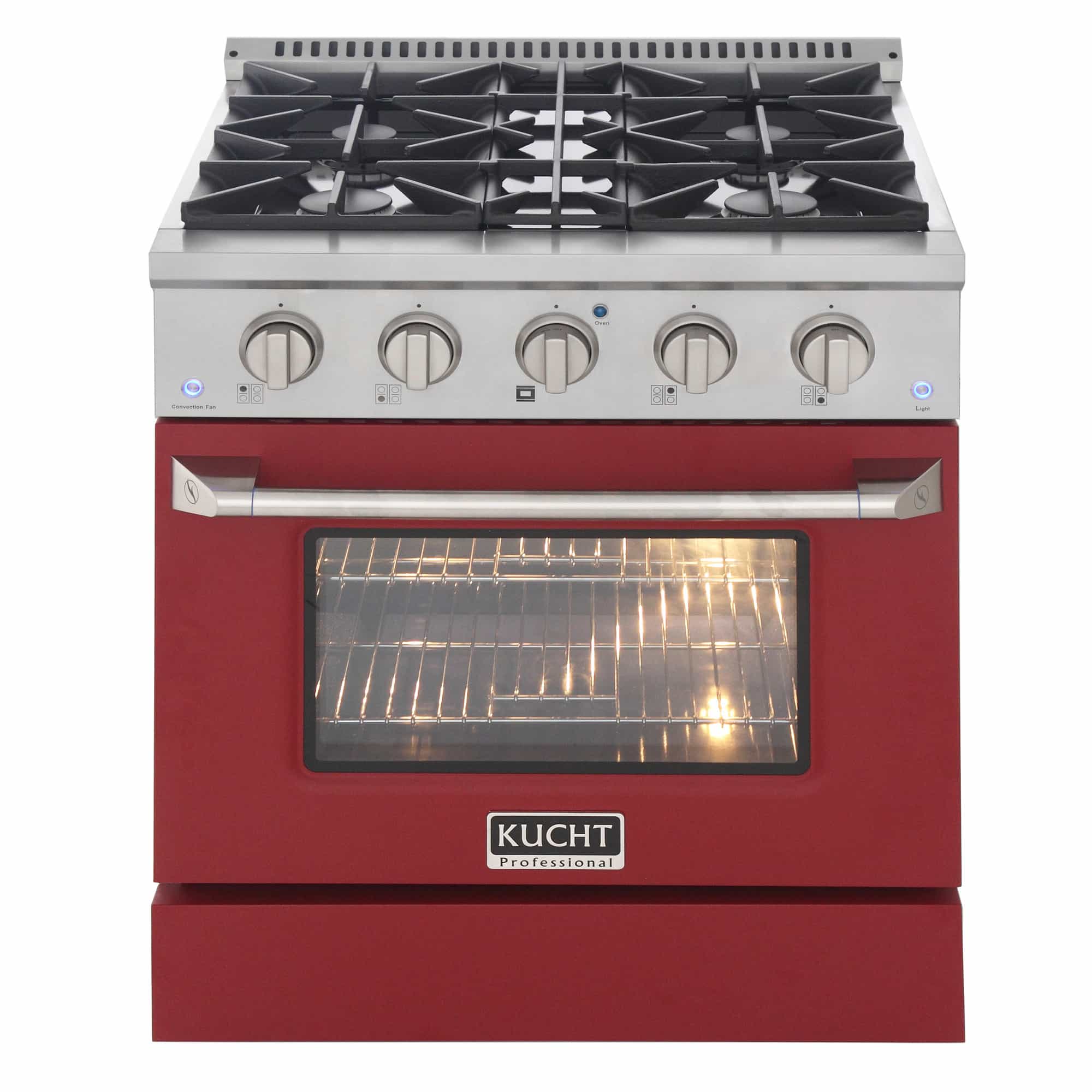 Kucht 30-Inch Pro-Style Dual Fuel Range in Stainless Steel with Red Oven Door (KDF302-R)