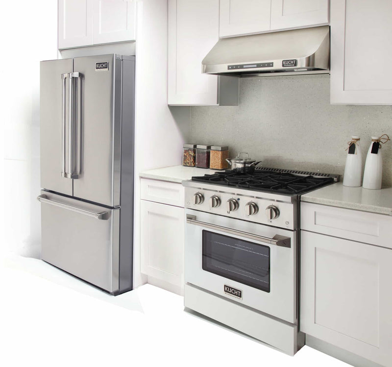 Kucht 30-Inch Pro-Style Dual Fuel Range in Stainless Steel with White Oven Door (KDF302-W)