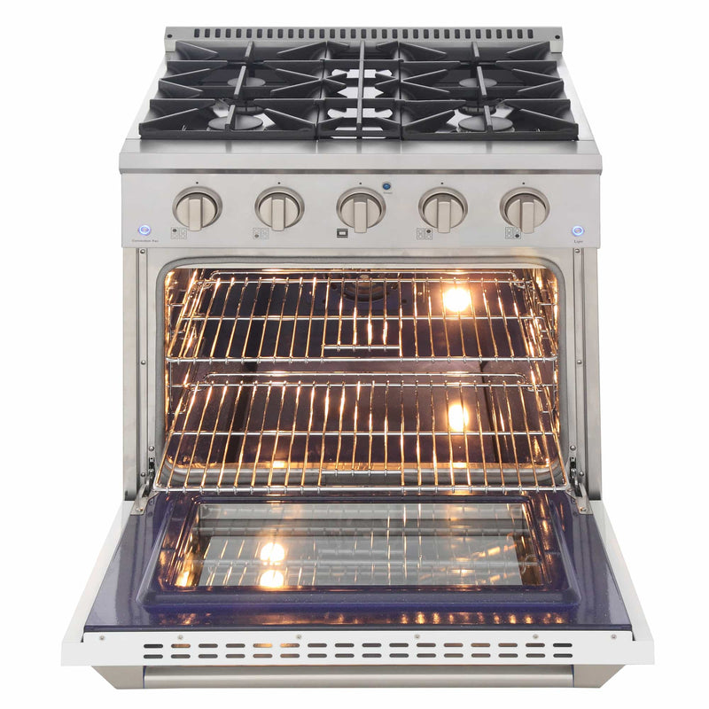 Kucht 30-Inch Pro-Style Dual Fuel Range in Stainless Steel with White Oven Door (KDF302-W)