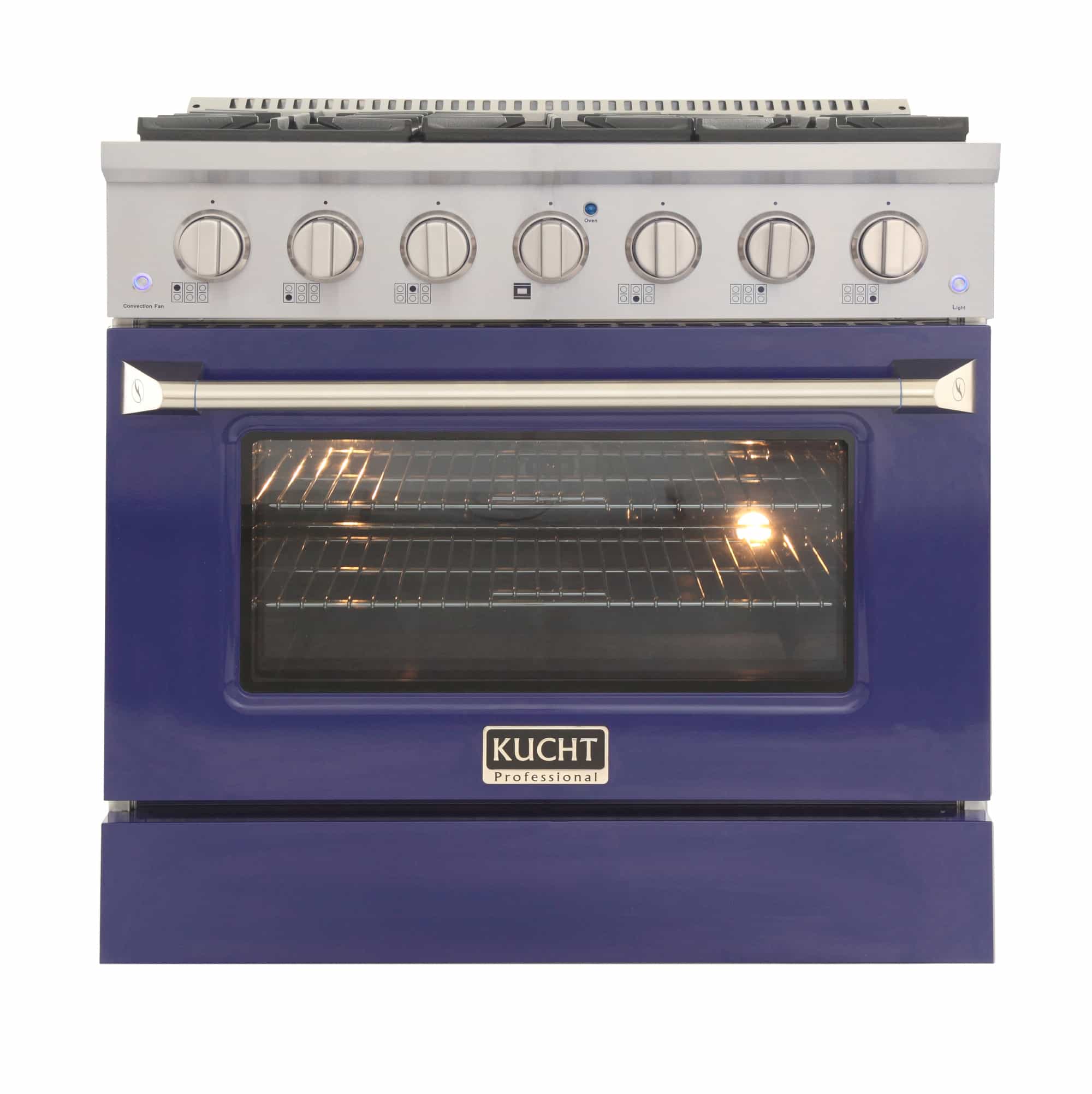Kucht 36-Inch Pro-Style Dual Fuel Range in Stainless Steel with Blue Oven Door (KDF362-B)