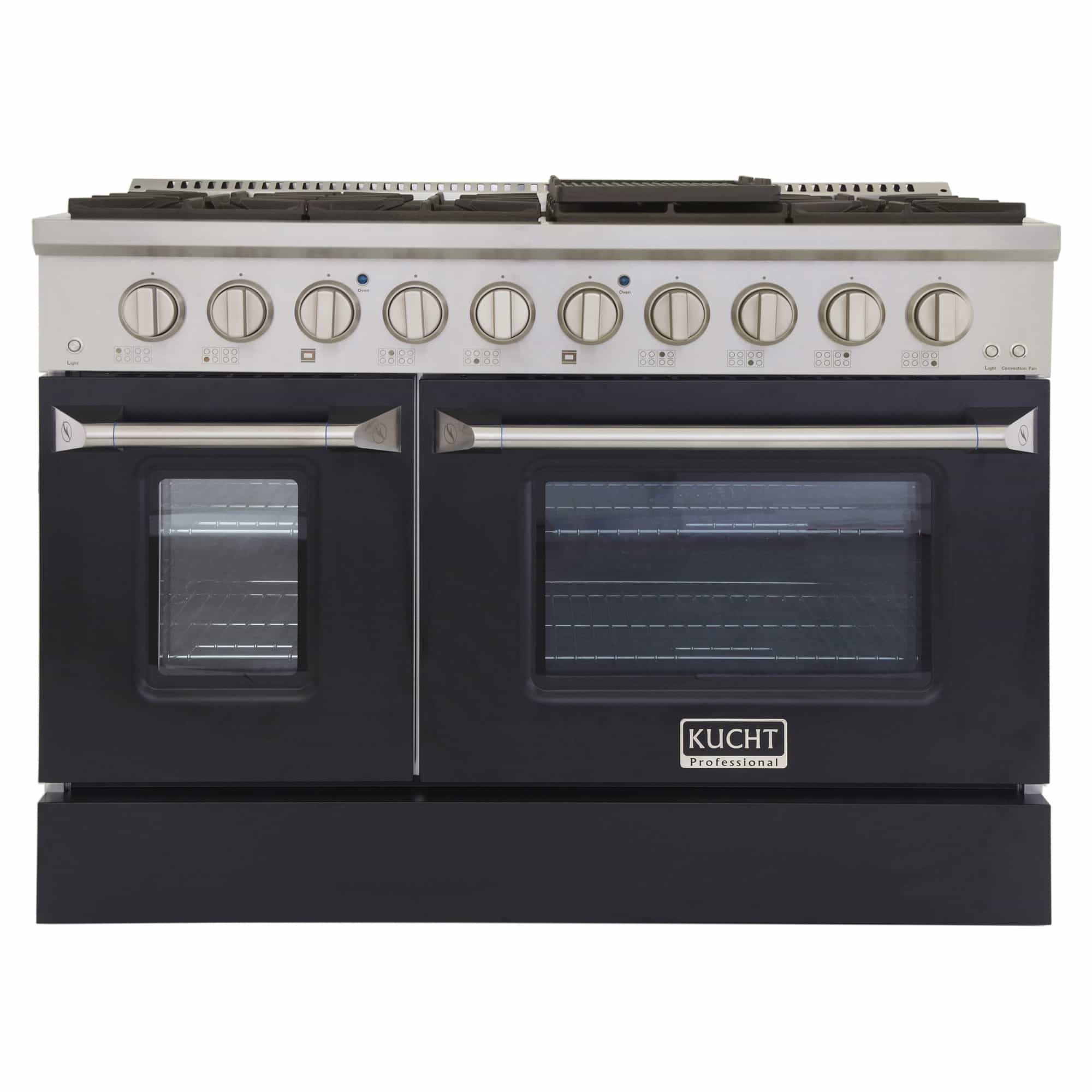 Kucht 48-Inch Pro-Style Dual Fuel Range in Stainless Steel with Black Oven Door (KDF482-K)