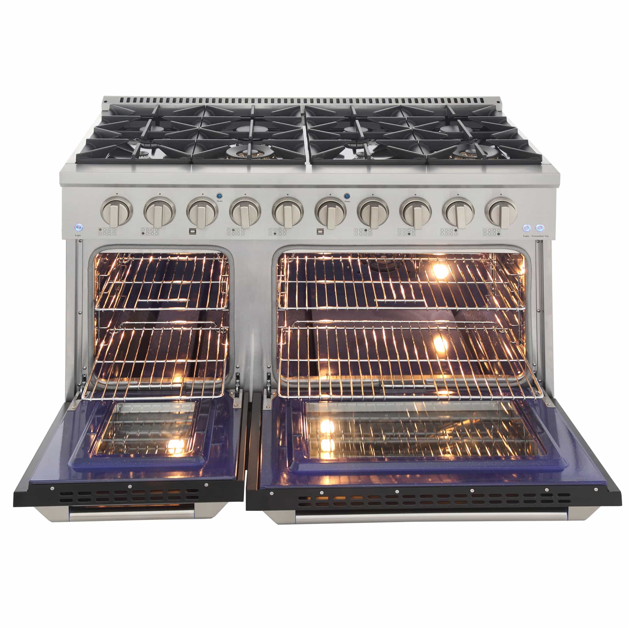 Kucht 48-Inch Pro-Style Dual Fuel Range in Stainless Steel with Black Oven Door (KDF482-K)
