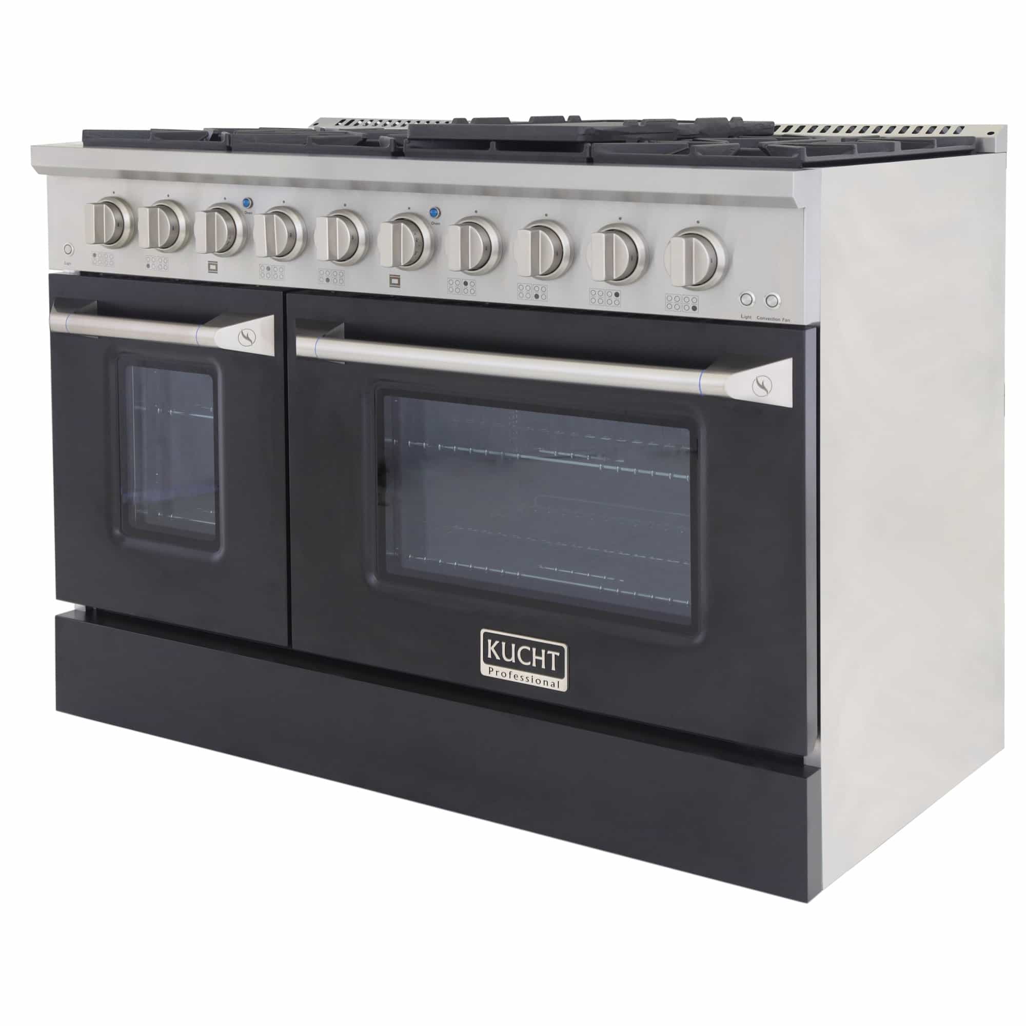 Kucht 48-Inch Pro-Style Dual Fuel Range in Stainless Steel with Black Oven Door (KDF482-K)