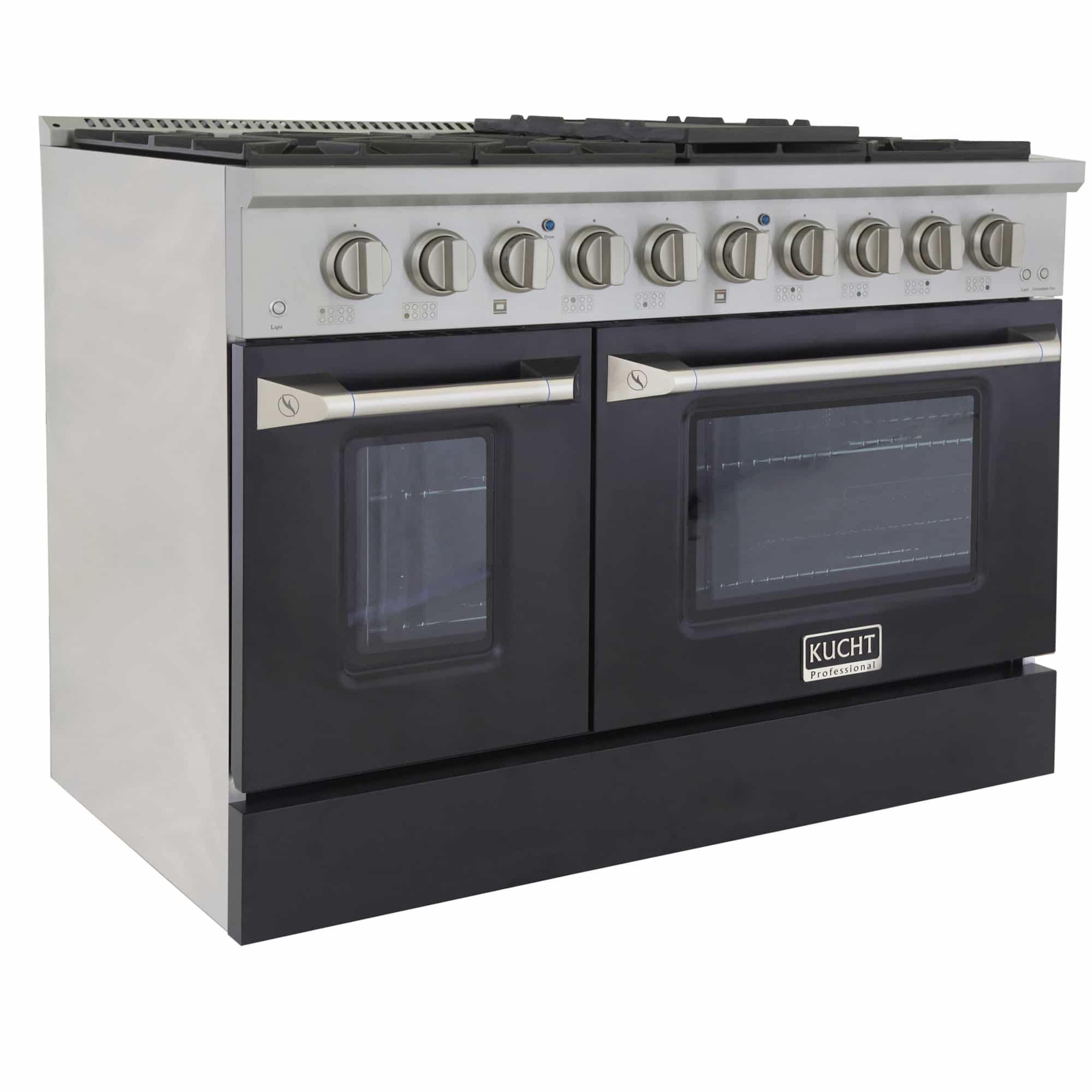 Kucht 48-Inch Pro-Style Dual Fuel Range in Stainless Steel with Black Oven Door (KDF482-K)