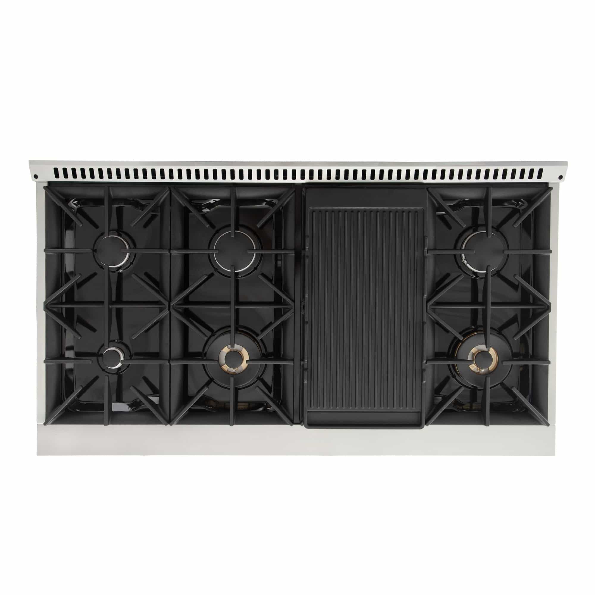 Kucht 48-Inch Pro-Style Dual Fuel Range in Stainless Steel with Black Oven Door (KDF482-K)