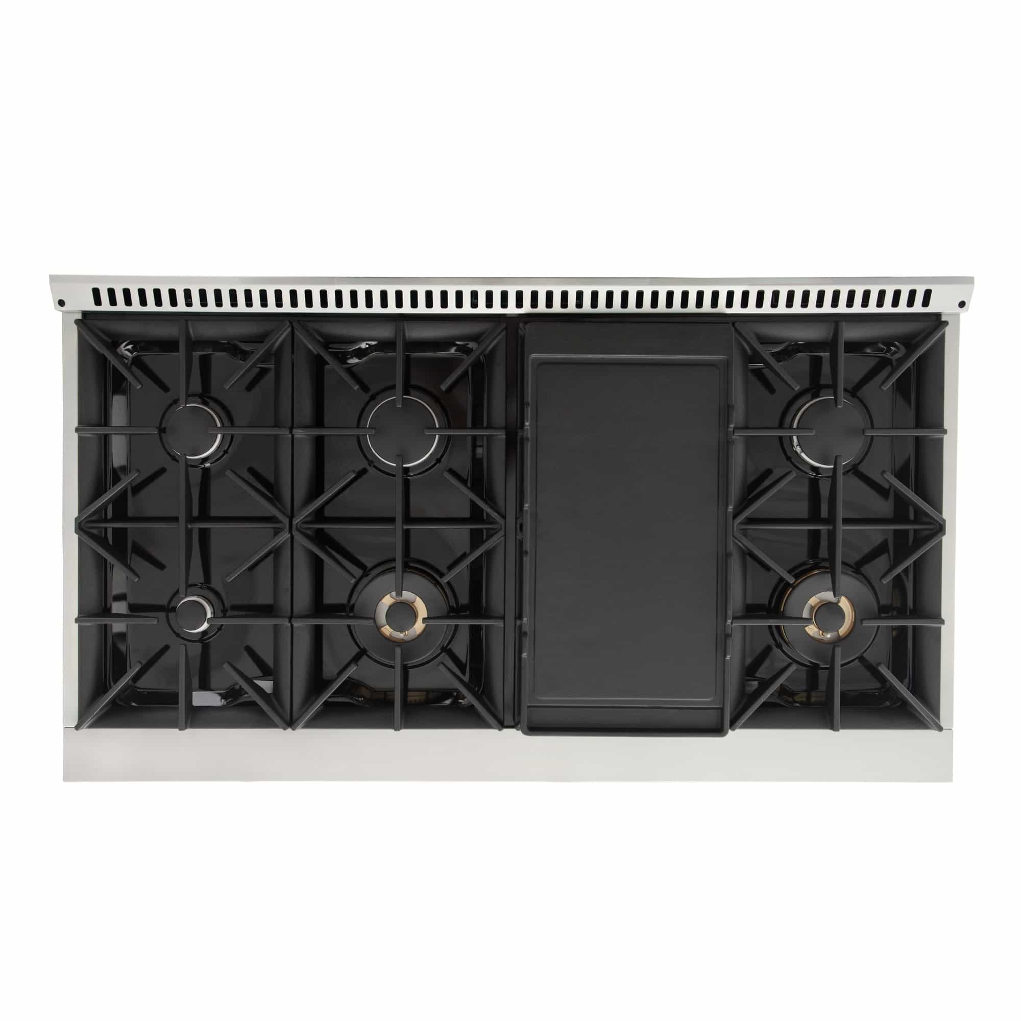 Kucht 48-Inch Pro-Style Dual Fuel Range in Stainless Steel with Black Oven Door (KDF482-K)