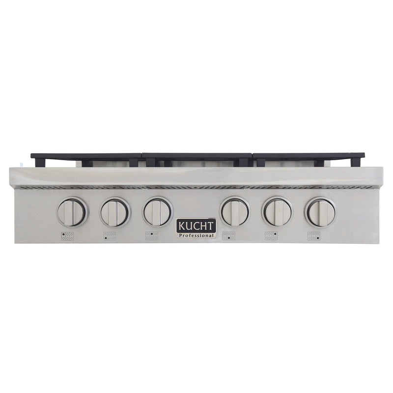 Kucht 36 in. Professional 6 Burner Gas Stovetop in Stainless Steel with Accents KFX369T