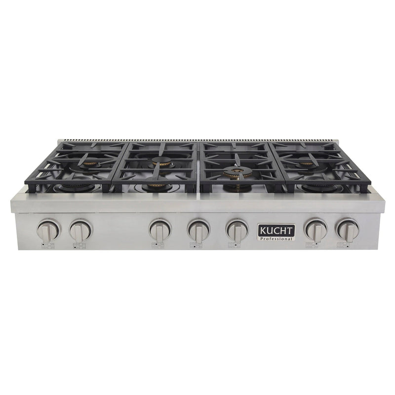 Kucht 48 in. Professional 6 Burner Gas Stovetop in Stainless Steel and Accents KFX489T