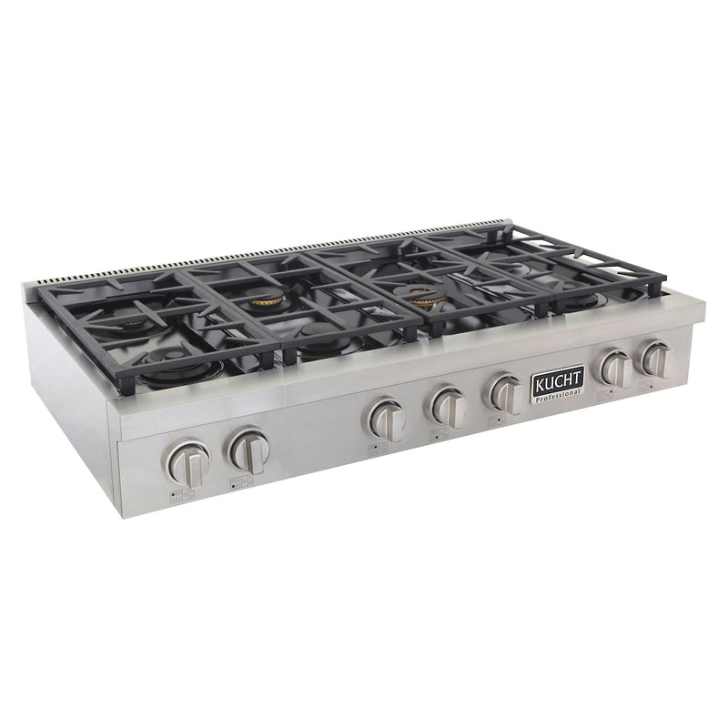 Kucht 48 in. Professional 6 Burner Gas Stovetop in Stainless Steel and Accents KFX489T