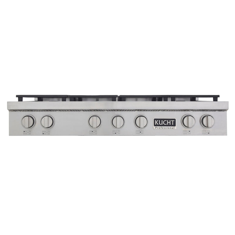 Kucht 48 in. Professional 6 Burner Gas Stovetop in Stainless Steel and Accents KFX489T