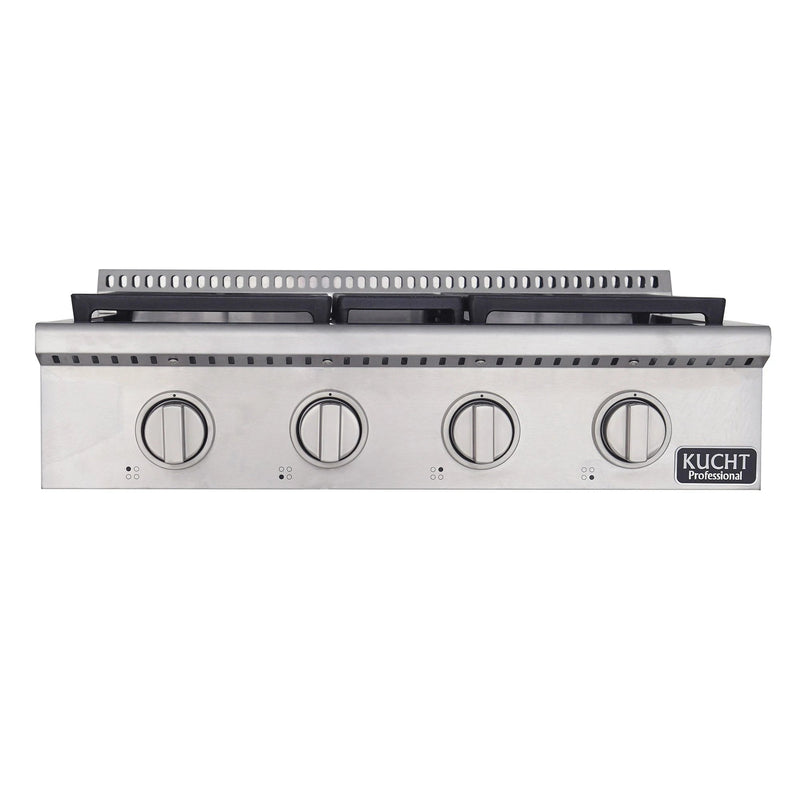 Kucht 30 in. 4 Burner Gas Stovetop in Stainless Steel KRT301GU