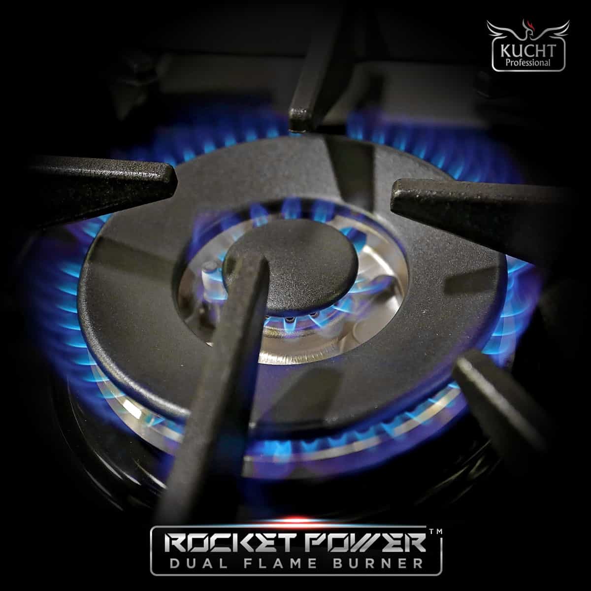 Kucht 48-Inch Pro-Style Dual Fuel Range in Stainless Steel with Black Oven Door (KDF482-K)