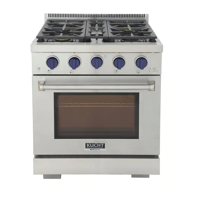 Kucht 30-Inch Gas Range in Stainless Steel with Blue Knob (KFX300-B)