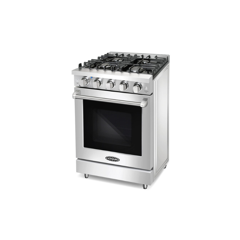 Cosmo 24 in. Slide-In Freestanding Gas Range with 4 Sealed Burners, Cast Iron Grates, 3.73 cu. ft. Capacity Convection Oven in Stainless Steel - COS-EPGR244