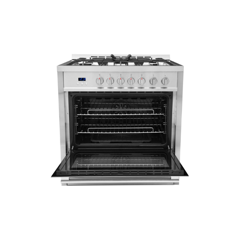 Cosmo 36 in. 3.8 cu. ft. Single Oven Gas Range with 5 Burner Cooktop and Heavy Duty Cast Iron Grates in Stainless Steel - COS-965AGC