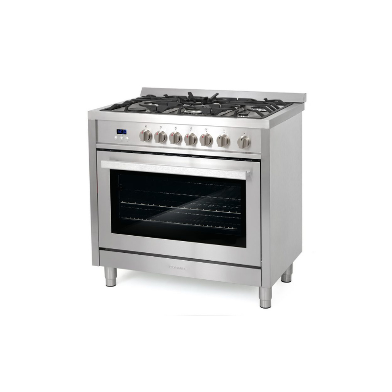 Cosmo 36 in. 3.8 cu. ft. Single Oven Gas Range with 5 Burner Cooktop and Heavy Duty Cast Iron Grates in Stainless Steel - COS-965AGFC