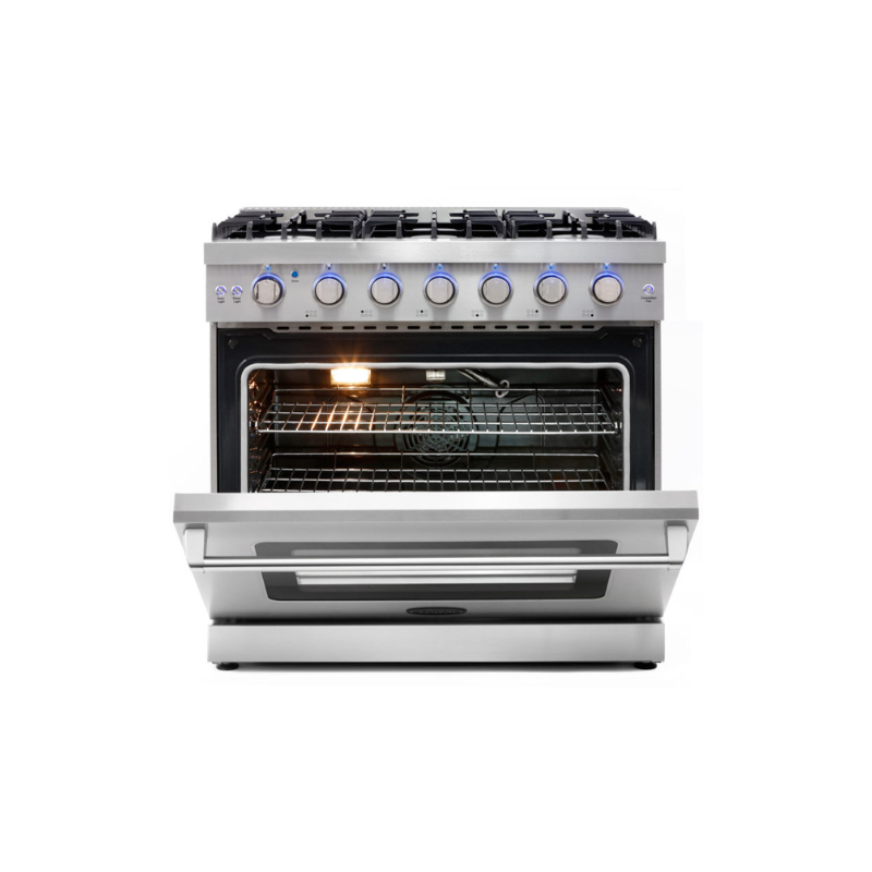 Cosmo 36 in. 6.0 cu. ft. Commercial Gas Range with Convection Oven in Stainless Steel with Storage Drawer - COS-EPGR366