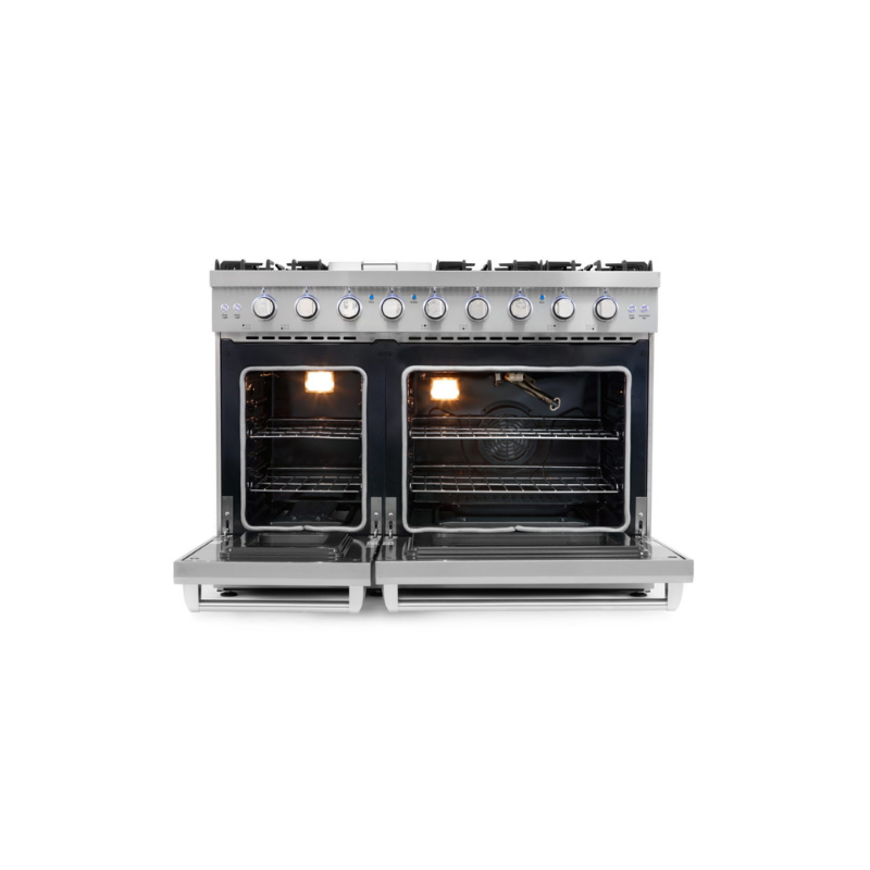 Cosmo 48 in. 6.8 cu. ft. Double Oven Commercial Gas Range with Fan Assist Convection Oven in Stainless Steel Storage Drawer - COS-EPGR486G