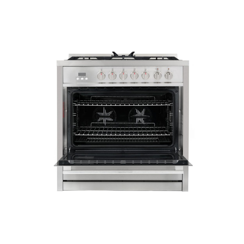 Cosmo Commercial-Style 36 in. 3.8 cu. ft. Single Oven Dual Fuel Range with 8 Function Convection Oven in Stainless Steel - COS-F965NF