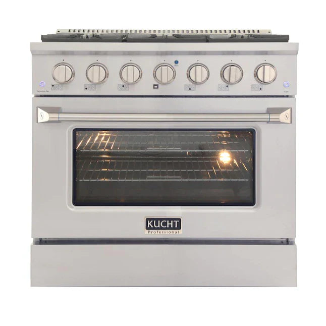 Kucht 36-in Deep Recessed 6 Burners Convection Oven Freestanding Dual Fuel Range - KDF362