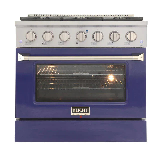 Kucht 36-in Deep Recessed 6 Burners Convection Oven Freestanding Dual Fuel Range - KDF362