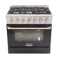 Kucht 36-in Deep Recessed 6 Burners Convection Oven Freestanding Dual Fuel Range