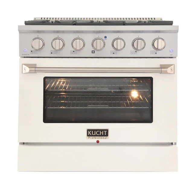 Kucht 36-in Deep Recessed 6 Burners Convection Oven Freestanding Dual Fuel Range