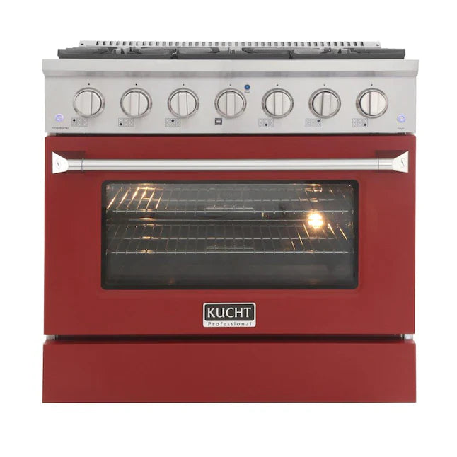 Kucht 36-in Deep Recessed 6 Burners Convection Oven Freestanding Dual Fuel Range