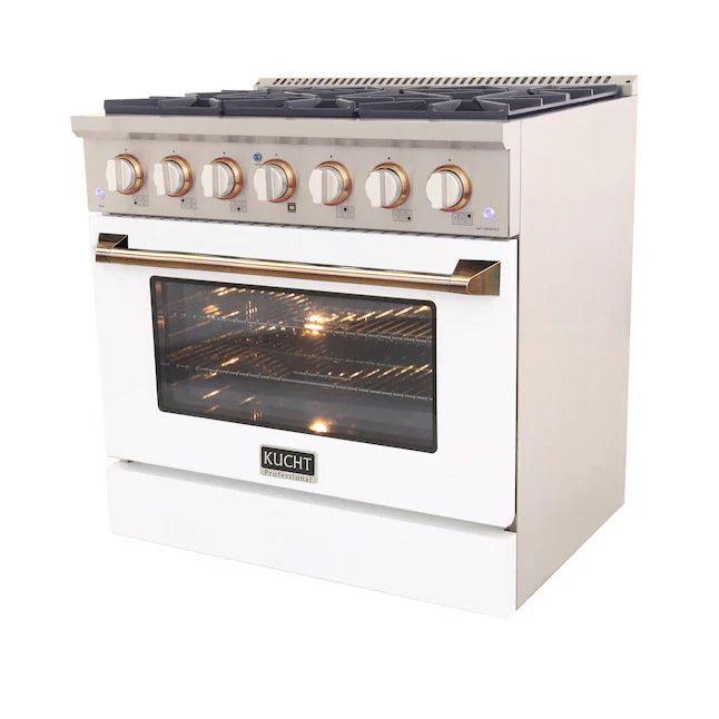 Kucht 36-in Deep Recessed 6 Burners Convection Oven Freestanding Dual Fuel Range 