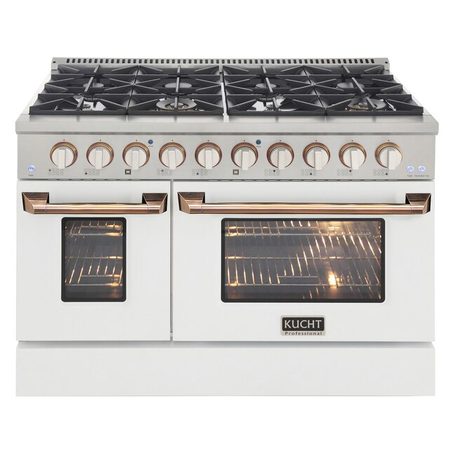 Kucht 46-in 8 Burners 4.2-cu ft / 2.5-cu ft Convection Oven Freestanding Double Oven Dual Fuel Range 