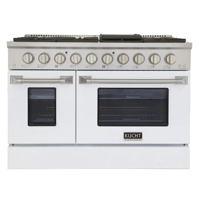 Kucht 48-in 8 Burners 4.2-cu ft / 2.5-cu ft Convection Oven Freestanding Double Oven Dual Fuel Range - KDF482