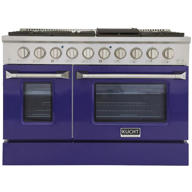 Kucht 48-in 8 Burners 4.2-cu ft / 2.5-cu ft Convection Oven Freestanding Double Oven Dual Fuel Range - KDF482