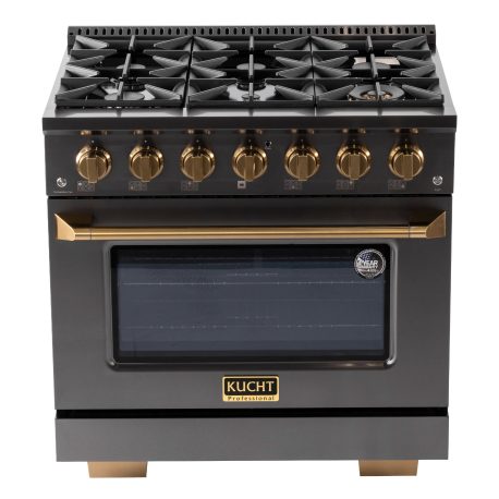 KUCHT Gemstone Professional 36-Inch 5.2 Cu. Ft. Dual Fuel Range with Sealed Burners and Convection Oven - KED364