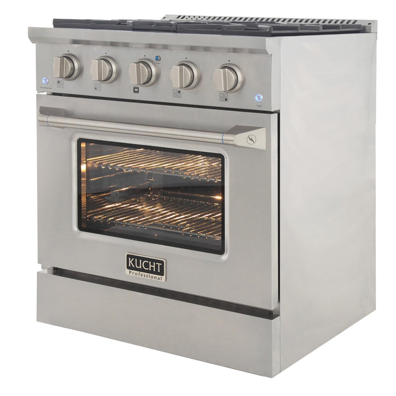 Kucht 30-Inch 4.2 Cu. Ft. Gas Range - Sealed Burners and Convection Oven in Stainless Steel (KNG301-S)