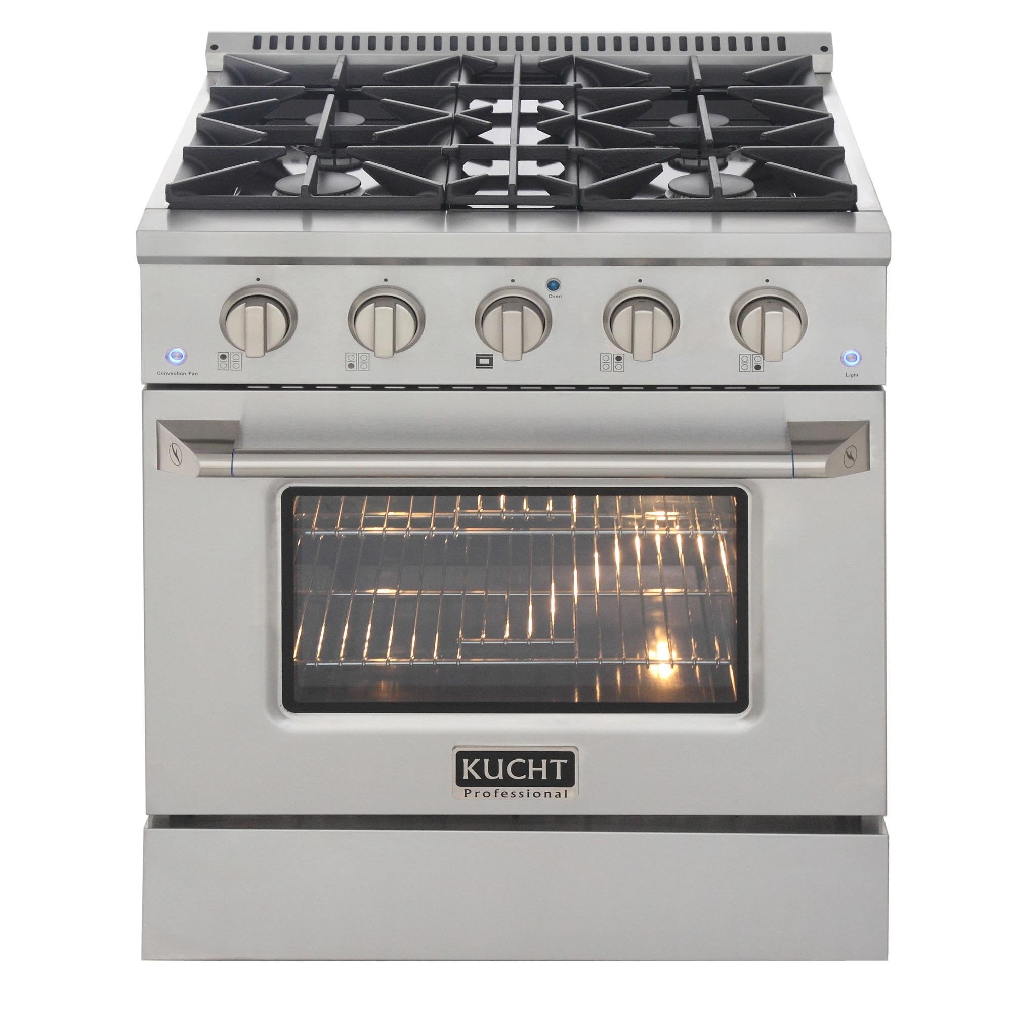 Kucht 30-Inch 4.2 Cu. Ft. Gas Range - Sealed Burners and Convection Oven in Stainless Steel (KNG301-S)
