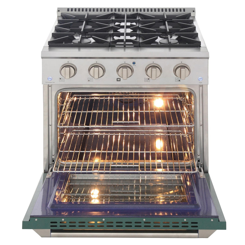 Kucht 30-Inch 4.2 Cu. Ft. Gas Range - Sealed Burners and Convection Oven in Green (KNG301-G)