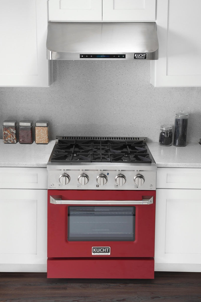 Kucht 30-Inch 4.2 Cu. Ft. Gas Range - Sealed Burners and Convection Oven in Red (KNG301-R)