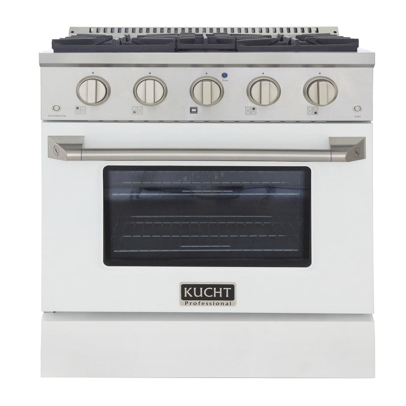 Kucht 30-Inch 4.2 Cu. Ft. Gas Range - Sealed Burners and Convection Oven in White (KNG301-W)