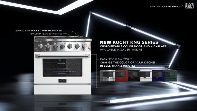 Kucht 30-Inch 4.2 Cu. Ft. Gas Range - Sealed Burners and Convection Oven in White (KNG301-W)