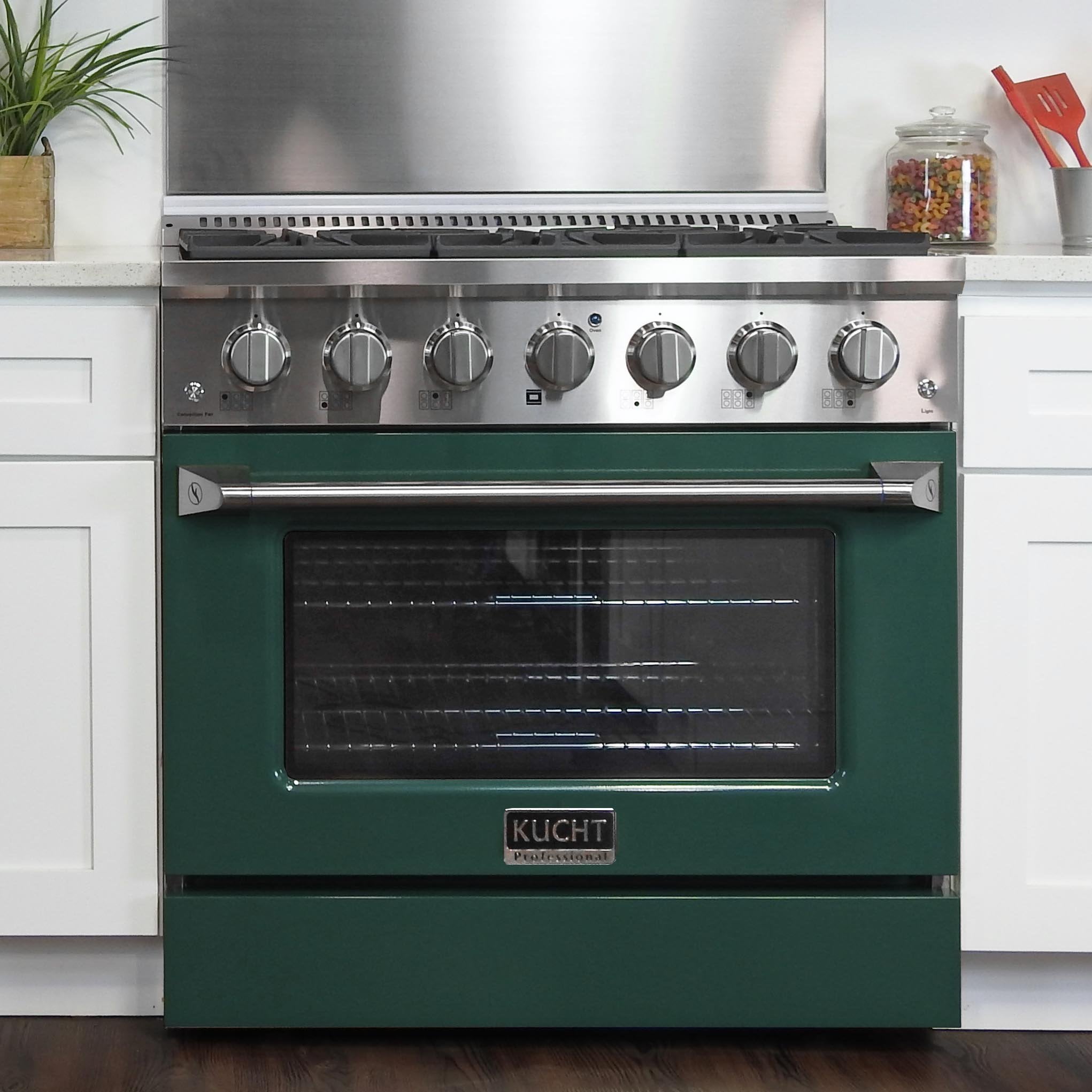Kucht 36-Inch 5.2 Cu. Ft. Gas Range - Sealed Burners and Convection Oven in Green (KNG361-G)