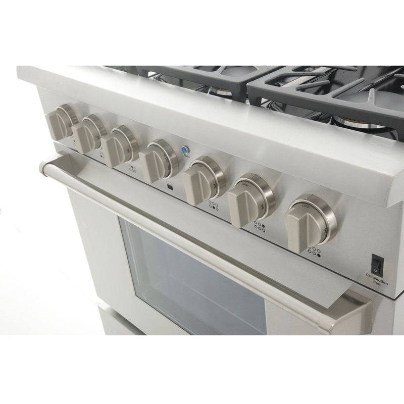 Kucht 36-Inch 5.2 Cu. Ft. Gas Range - Sealed Burners and Convection Oven - Stainless Steel with Colored Options (KRG3618U)