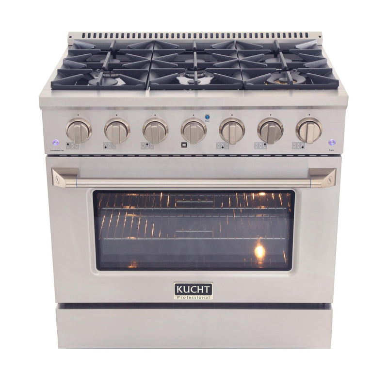 Kucht 36-Inch 5.2 Cu. Ft. Range - Sealed Burners and Convection Oven in Stainless Steel (KNG361-S)