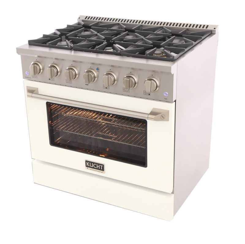 Kucht 36-Inch 5.2 Cu. Ft. Range - Sealed Burners and Convection Oven in White (KNG361-W)