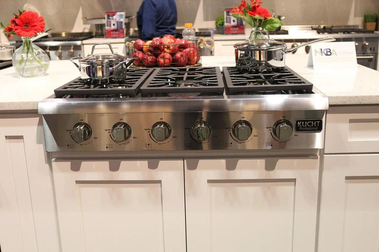 Kucht Professional Series 36 in. Natural & Propane Gas Sealed Burner Rangetop with Silver Knobs