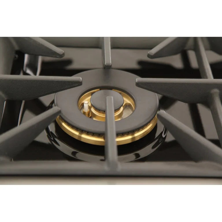 Kucht Signature 48 In. 6.7 cu ft. Natural Gas/Propane Gas Range with White/Black Door and Gold/Rose Accents 