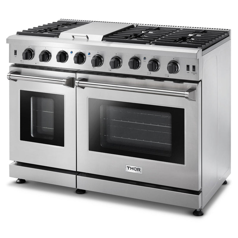 Thor Kitchen 48-Inch 6.8 cu. ft. Double Oven Gas Range in Stainless Steel (LRG4807U)